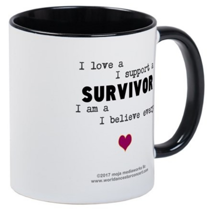 Survivor2 advocacy design on coffee/tea mug